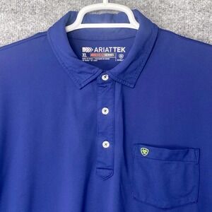 Ariat Mens XL AriatTEK Heat Series Blue Short Sleeve Performance Polo Shirt